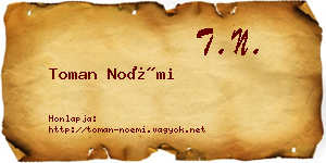 Toman Noémi névjegykártya
